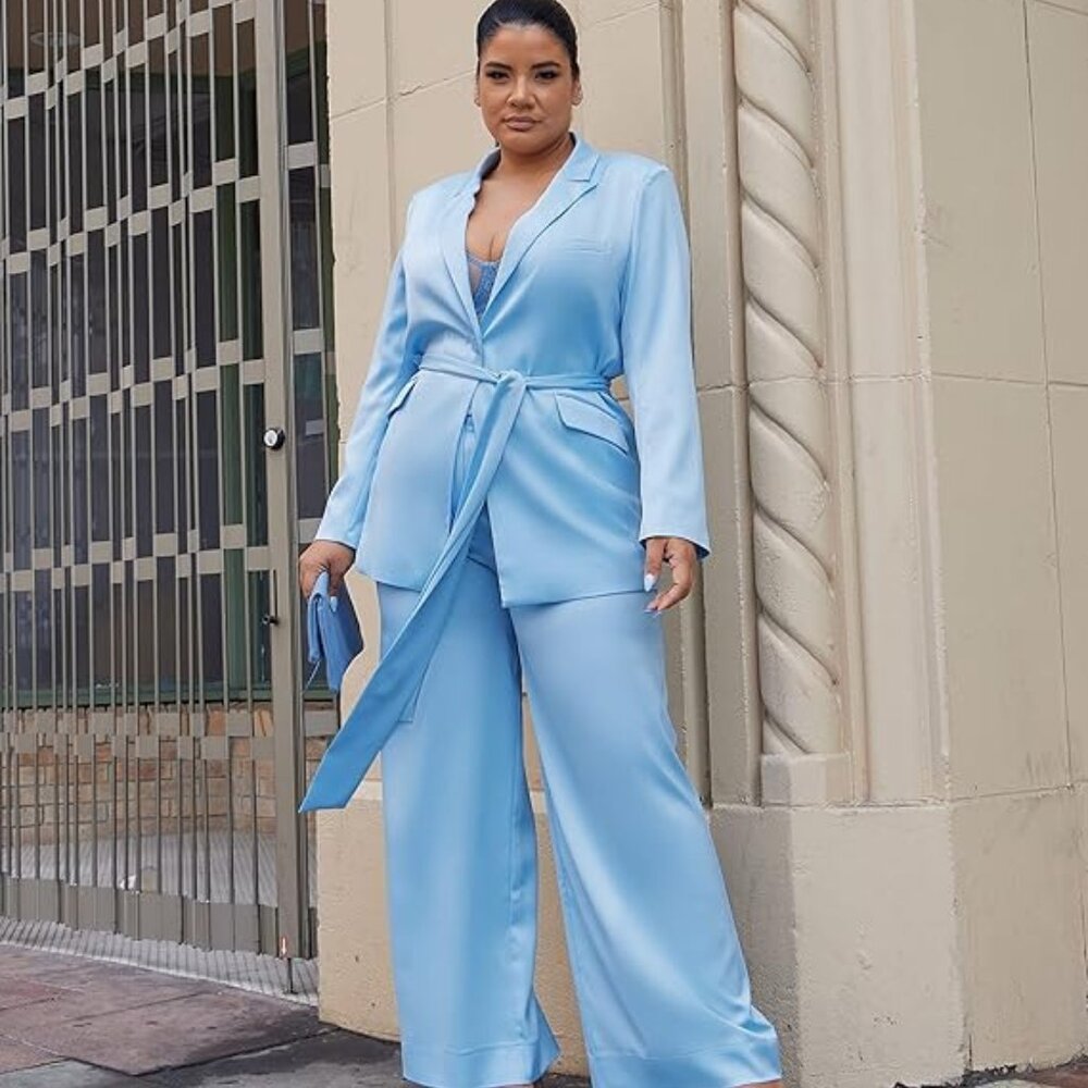 The Drop Women's Blue Bell High Waisted Wide Leg Pant